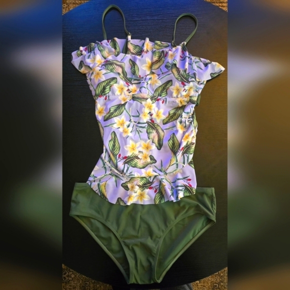 📣Summer Mae Maternity Two Piece Tankini Top  Bikini 👙 Bottom 🆕 Size Large NWT - Picture 8 of 10